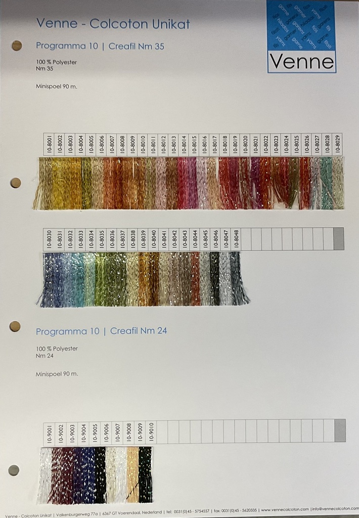 Venne Musterkarte Creafil Programm 10