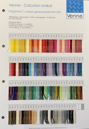 [V-7-342] Venne Sample Card Cotton mercerized Nm 34/2 programma 7