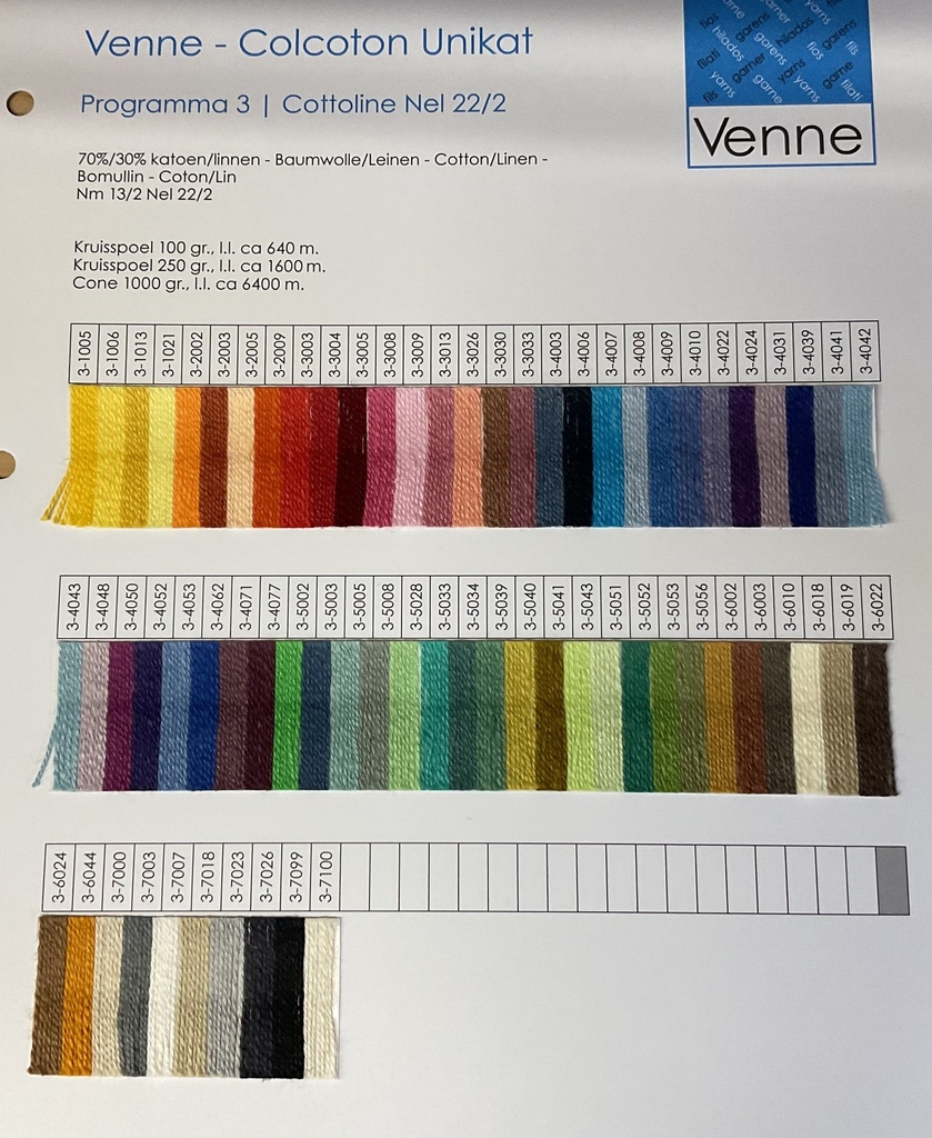 Venne Sample Card ORGANIC Cottolin programma 3