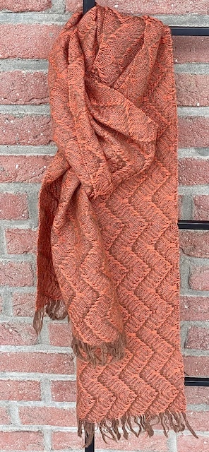 Organic Yarn  Weaving kit - Shawl - ROMANOV - 8 shaft pattern - 2 piece - Orange/Brown