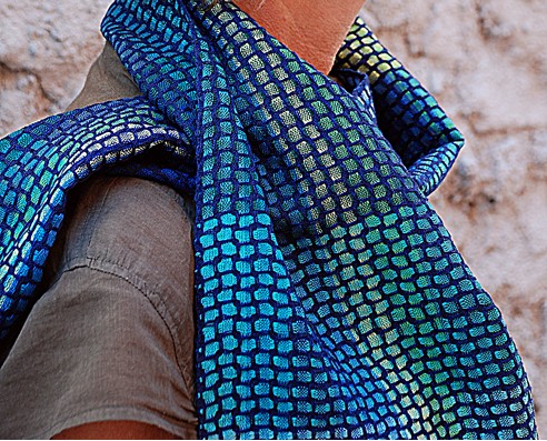 [WP0098] Weaving kit shawl Malof blue - 8 shaft pattern 