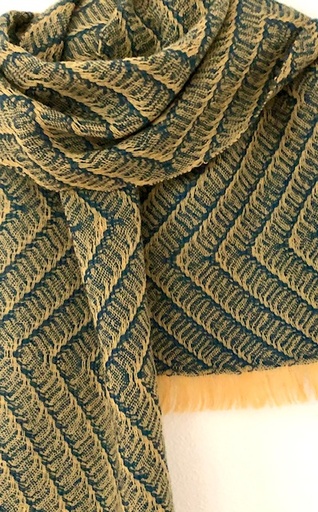 [01-WP11] Organic Yarn  Weaving kit - Shawl MADISON - 8 shaft pattern - 2 piece Yellow/Blue