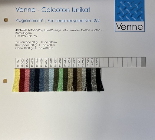 [V-19] Venne Sample Card Eco-Jeans Nm 12/2 programma 19